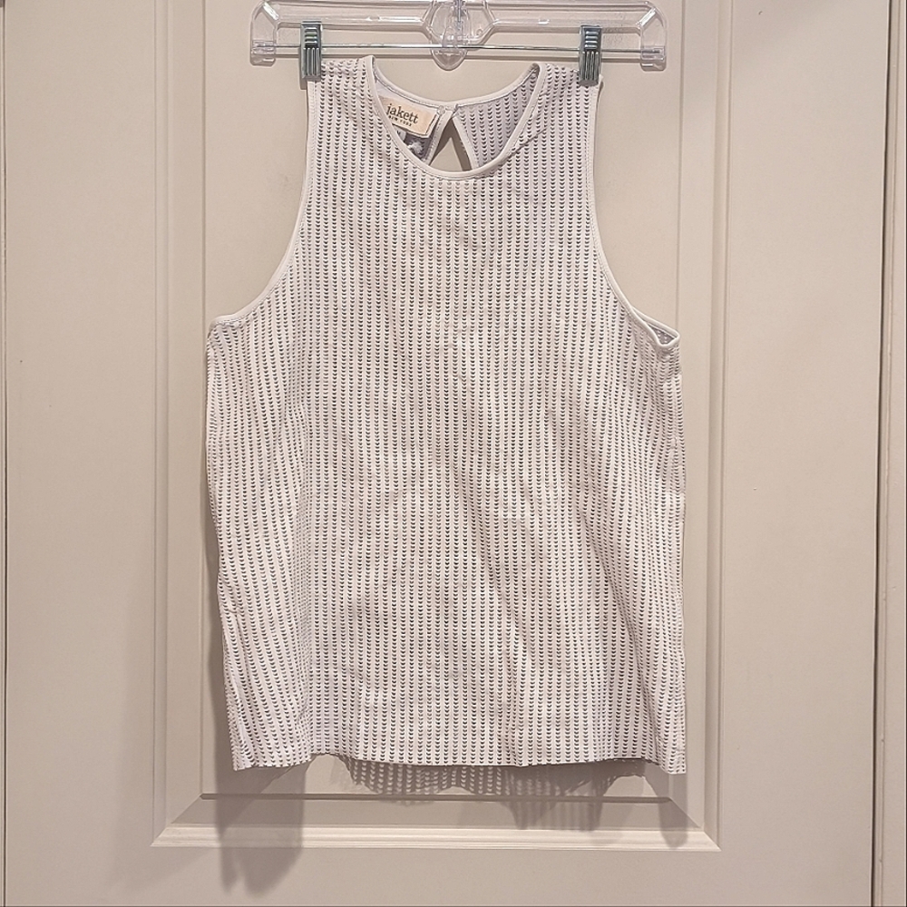 Jakett New York Evelyn White Perforated Leather Tank Top Size Medium NWT